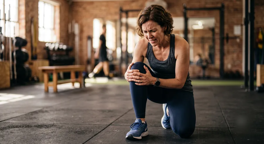 Persona sosteniendo su rodilla con dolor durante actividad física